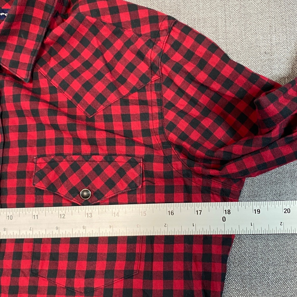 Ralph Lauren Sport Womens Red‎ Black Buffalo Plaid Western Snap Button Shirt 8 - Picture 5 of 9